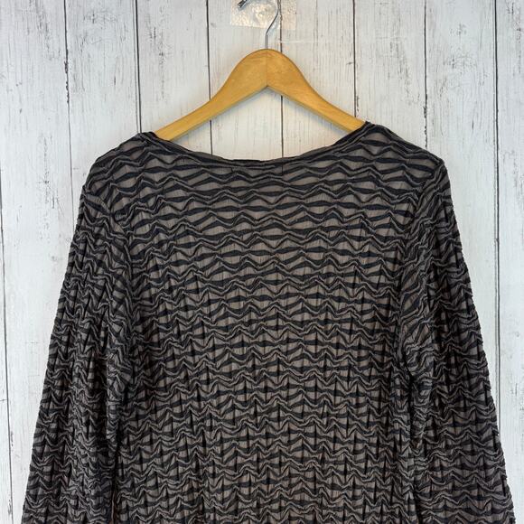 Cut Loose Brown Black Geometric Asymmetric Long Sleeve Tunic Dress Size Medium - Picture 5 of 14